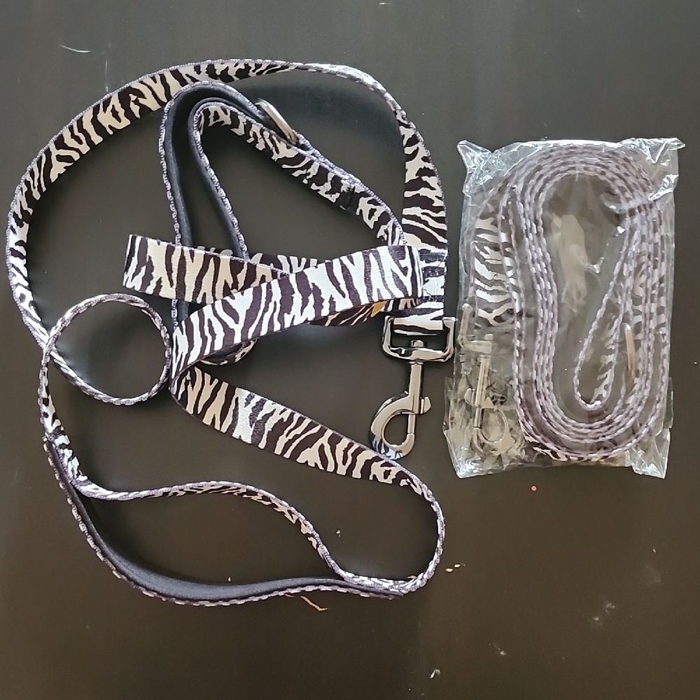 Zebra Print Dog Leash and Harness Set